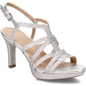 Naturalizer • Women's Baylor Strappy Heeled Sandal • Silver Glitter 🩶 • Size 9W